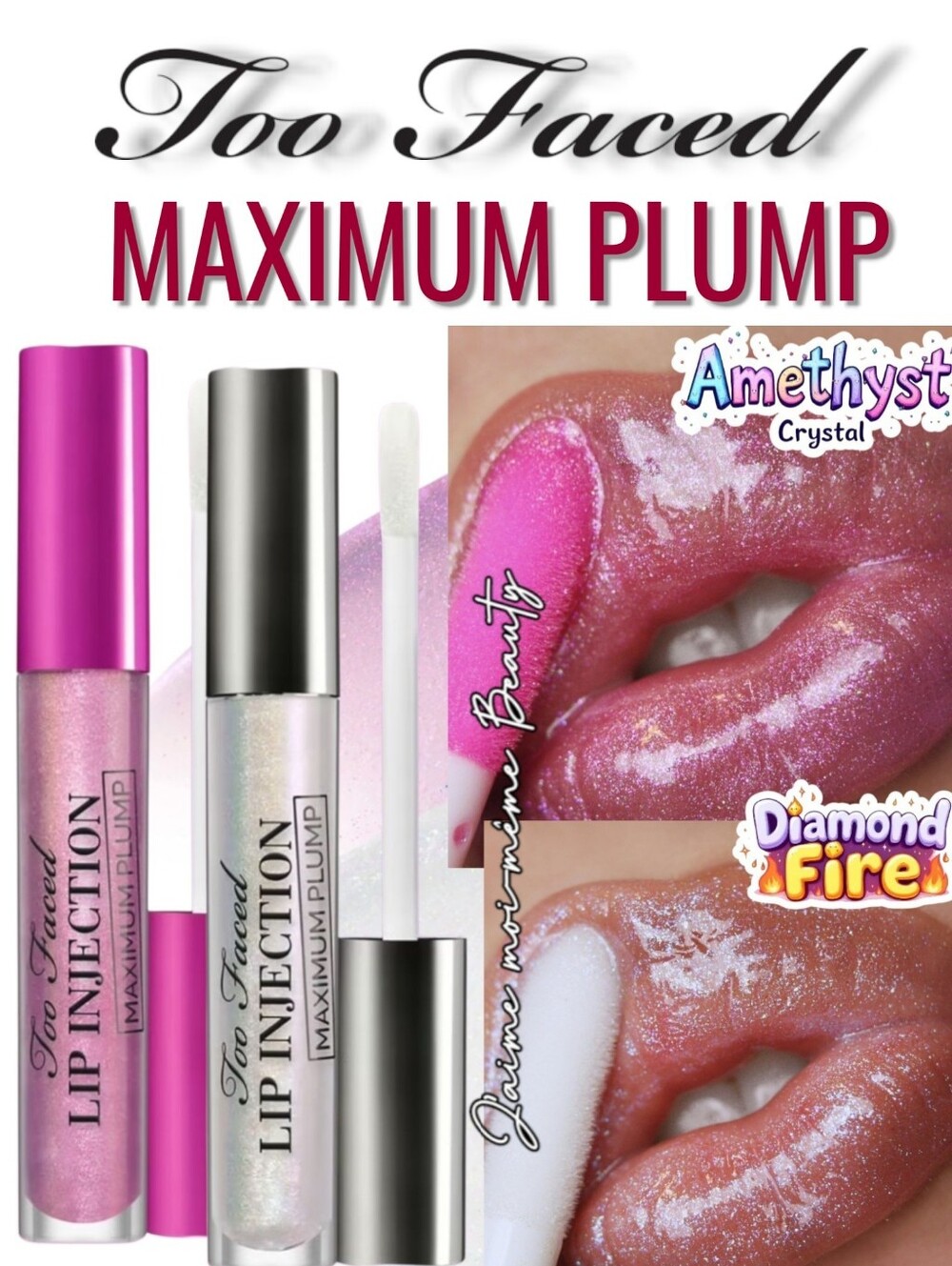 Too Faced Lip Injection Maximum Plump Lip Gloss- Amethyst Crystal & Diamond Fire